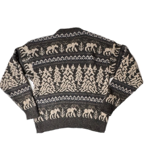 Vintage Eddie Bauer Rare Wool Blend Nordic Forest Moose Sweater Large Men’s - Picture 2 of 9